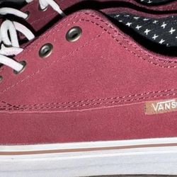 Vans Burgundy Suede Shoes Sneakers with Star Pattern Lining