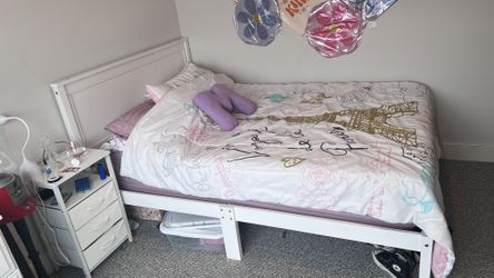 Full-Size Bedroom Set - Bed + Memory Foam Mattress + Dresser + Desk + Chair + Nightstand