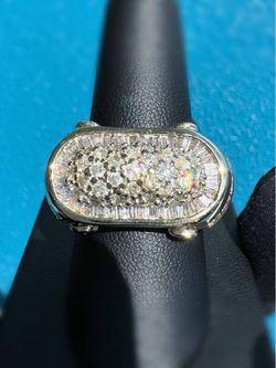 14k yellow gold 3CTW Natural Diamond Baguette & round cut Pave Capsule Fashion ring sz10