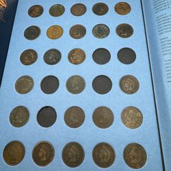 51 Indian Head Cent Coins From 1883 To 1908 With Coin Album