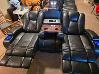 3 Power Reclining Sofa with Dropdown Table Storage USB & LED