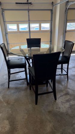 Free Used Round Glass Top Counter Height Dining Table Set