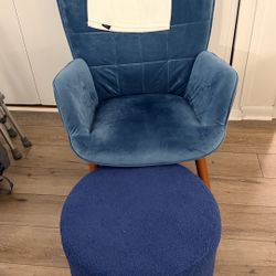 Velvet Tufted Accent Chair with Ottoman