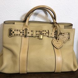 Luella Tan Italian Pebbled Leather Large Shoulder Bag