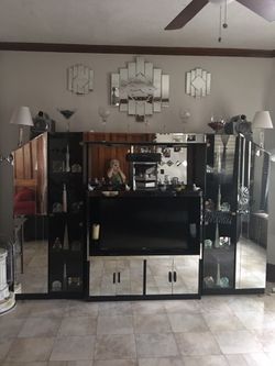 Mirror and glass Decorative TV wall unit
