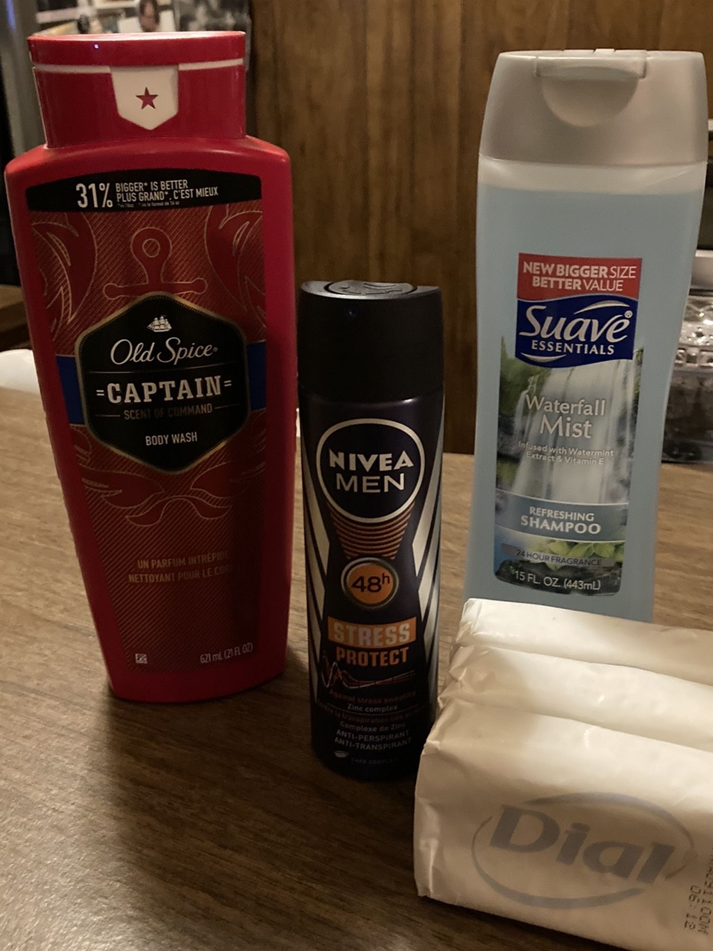 Men's Shower Items (Old Spice, Suave, Nivea, Dial)