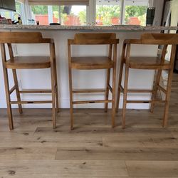 Wood Bar Stools (Set Of 3)