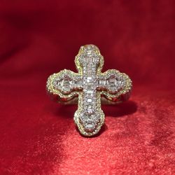 10k Yellow Gold Diamond Cross Ring 0.92 ctw