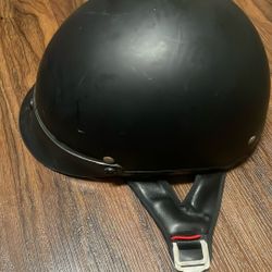 Vintage Black Fiberglass DOT Motorcycle Helmet - Size L