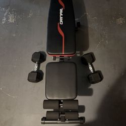 New Adjustable Bench And 35# Dumbbells