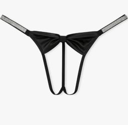 Victoria's Secret Very Sexy Shine Bow Satin Crotchless V String Panty