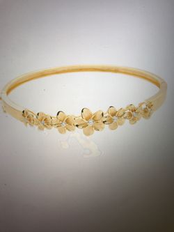 Hawaiian jewelry 8-12mm 7 plumeria rhodium bangle YG coating