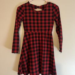 Girls Christmas Plaid Dress – Red & Black, Size 10