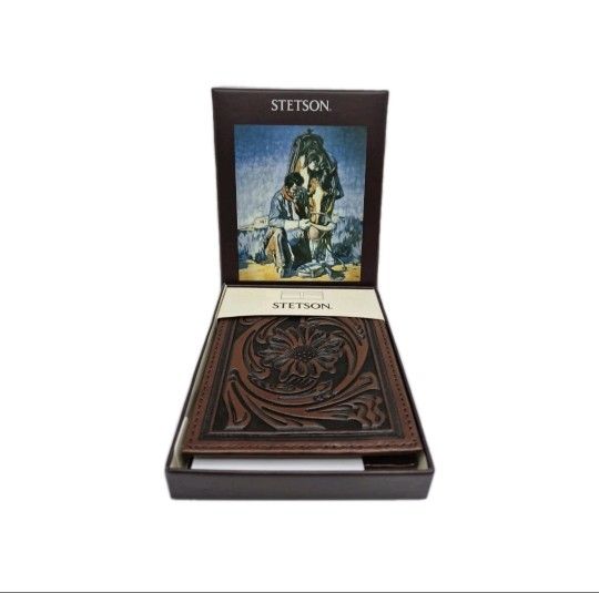 💰 Stetson Brown Bifold Leather Wallet Brand New In Box 💰
