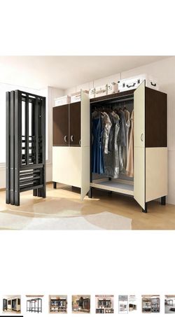Heavy Duty Clothes Rack with Cover and Magnetic Doors