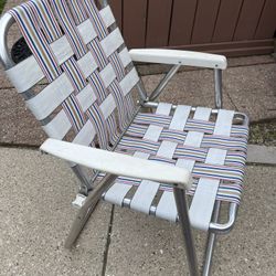 MCM Webbed Folding Lawn Porch Chair 23”W Lightweight Aluminum 