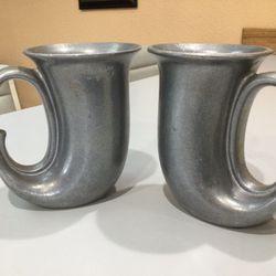 Two antique solid pewter mugs excellent condition