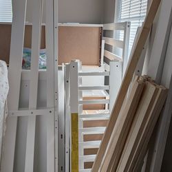 TITLE: Twin Over Full Bunk Bed with Storage Stairs + Drawers