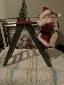 Santa On A Ladder 1 Foot He Plays Christmas Music
