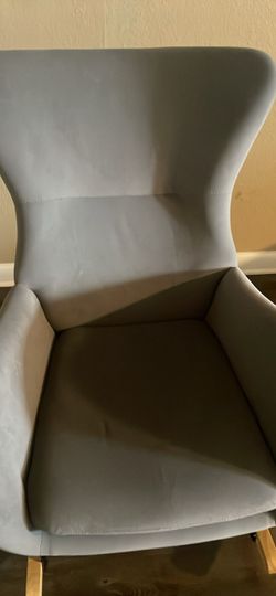 Gray Upholstered Accent Chair with Wood Legs