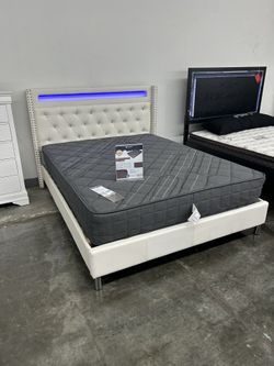 New Queen bed frame with mattress