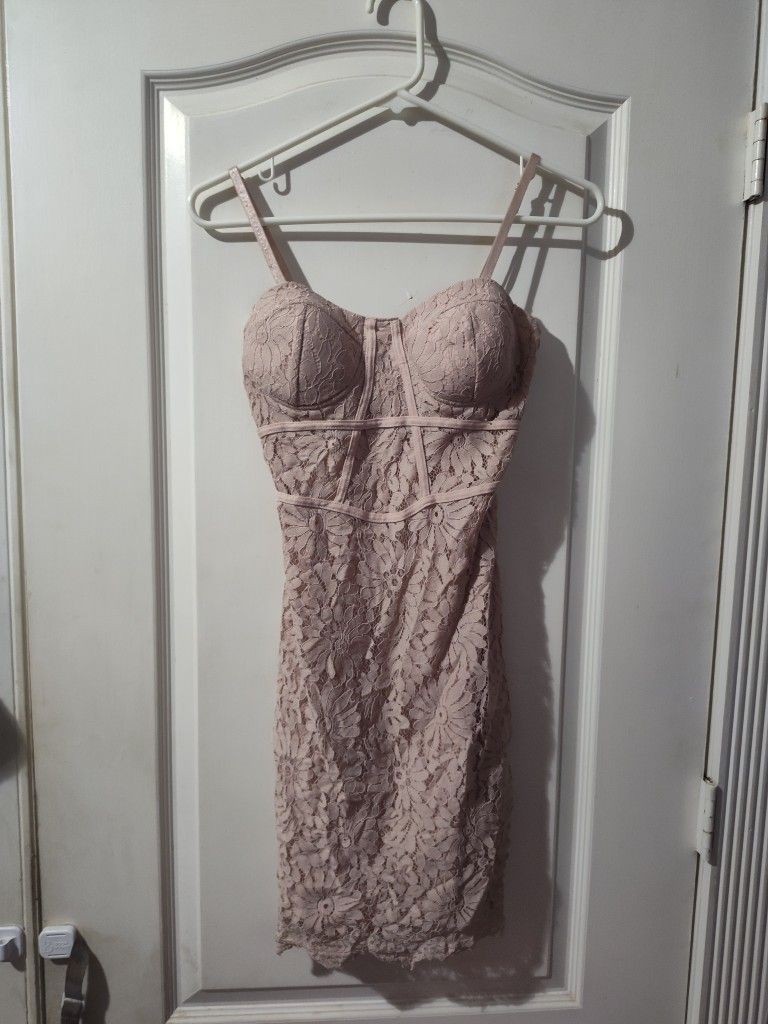 Nude/Pale Pink Corset Top Mini Dress