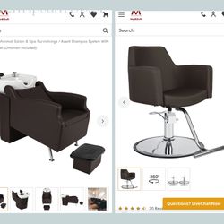 Minerva Styling Chair And Shampoo Bowl Set | Hair Stylist Chair, Shampoo Sink, Hair Wash Station, Salon Chair