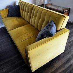 Perdue 81.5" Velvet Square Arm Convertible Sofa