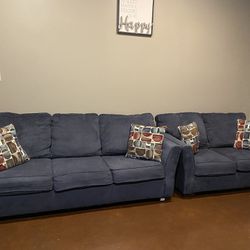 Navy Blue Sofa and Loveseat