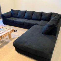 Huge Black Cozy Couch Sectional With Chaise☀️ Brand New🤩 Living Room Set 💥
