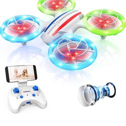 Brandnew  Drones for Kids Beginners, LED RC Mini Drone with Altitude Hold, Headless Mode, Quadcopter with 720P HD FPV WiFi Camera, Propeller Full Prot