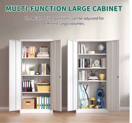 70.87 in. Metal Garage Storage Cabinet with Locking Doors and Adjustable Shelves