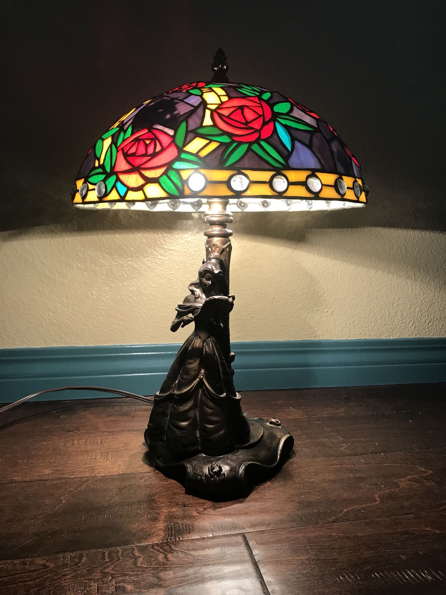 Beauty and the Beast stained glass lamp