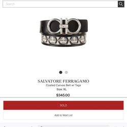 Salvatore Ferragamo Mens Belt Black/Canvas (36.5"-40.5")