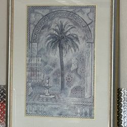 Fabulous Palm Tree LARGE Artwork Framed And Matted 