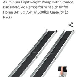 7FT Adjustable Wheelchair Ramp Telescoping Portable Ramps for Steps Aluminum Lightweight Ramp