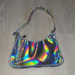 Metallic Shiny Silver Colorful Pearl Disco BARBIE THEME hobo Bag Handbag Purse 