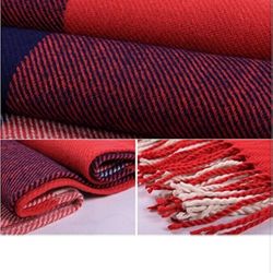 Wander Agio Women's Fashion Long Shawl Big Grid Winter Warm Lattice Large Scarf