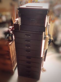 Wooden drawers and tool chest