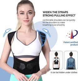 Support Brace,Upper Spine scoliosis, hunchback Black X-Large