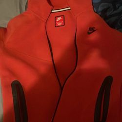 Red Nike Tech Hoodie Zip Up