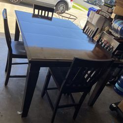 Dinning high table ,chair set ,Brown 5 chairs