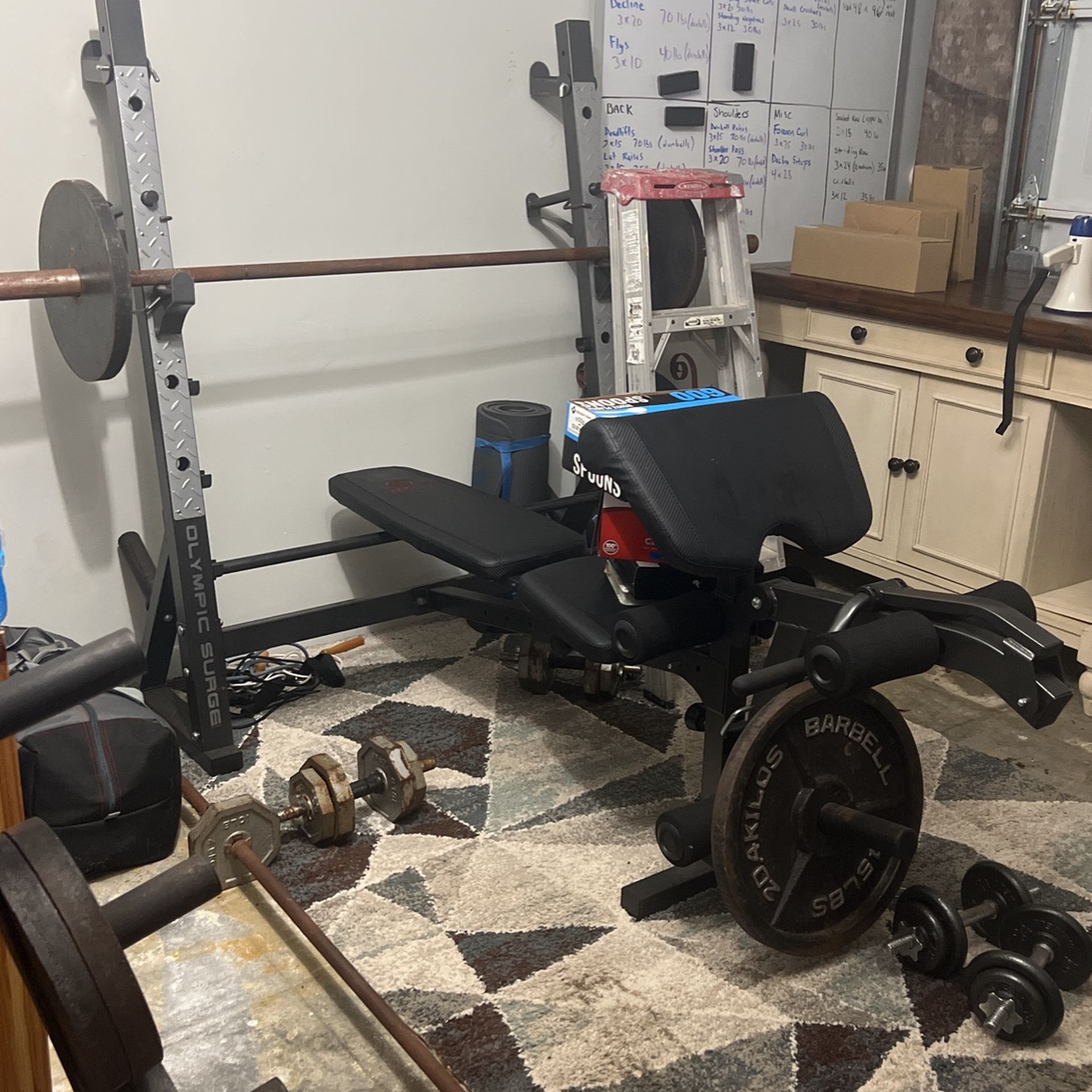 Olympic Weight Set with Bar and Bench