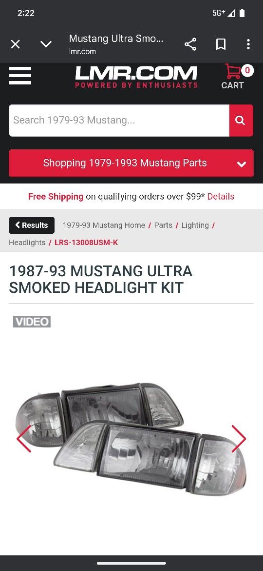 1987-93 Mustang Ultra Smoked Headlight Kit Fox body