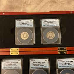2015-s Quarters 5 coin set in wood oak box with coa anacs certified PR70 Dcam ✨🇺🇸