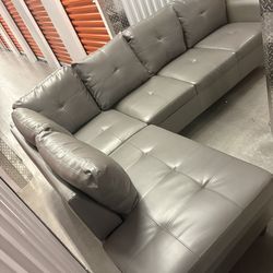 Glennia Faux Leather L-Shaped Sectional With Chaise