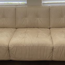 Genuine White Leather Couch Set- 3 Piece