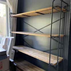 Large Wood and Metal Bookcase