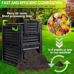 80 Gallon (300 L) Garden Compost Container of BPA-Free Material, Large Outdoor Composting Composting Container, Easy Assembly, Fast Creation of Fertil