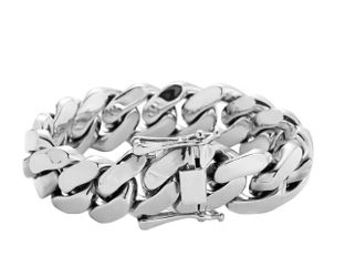 Pulsera Cubana Chamapada Oro Blanco 